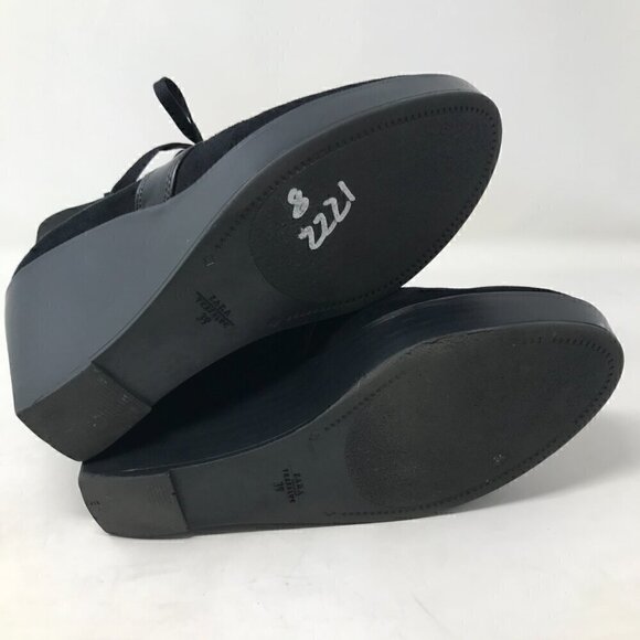 ZARA Trafaluc Black Suede Lace Up Wedge booties Size US 8.5 EUR 39 - Picture 5 of 6